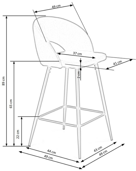 Scaun bar H96 metal/tesatura 33286 - foto