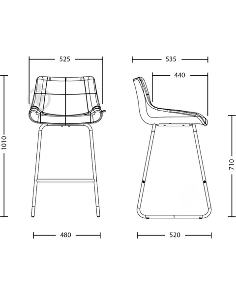Scaun bar Nicole Hoker CFS LB BLACK SQR SORO-95 metal/țesătură 48129 - foto