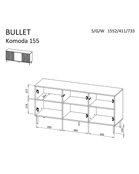 Comoda BULLET KM-1 metal/placaj laminat/MDF laminat 40553 - foto