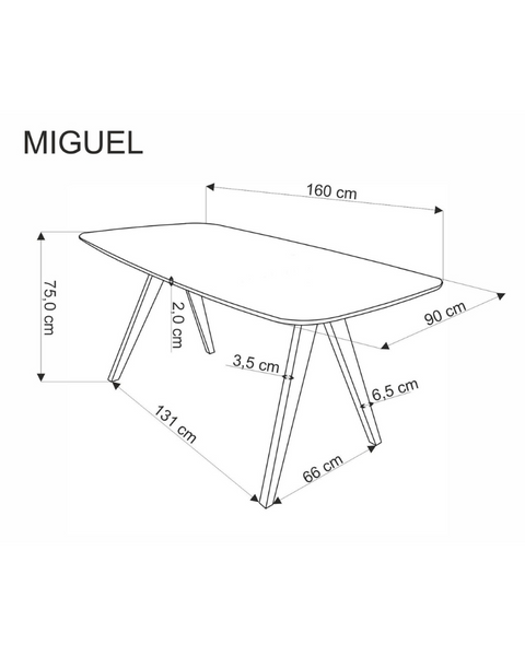 Masa Miguel lemn/MDF cu furnir natural 160*90 44815 - foto