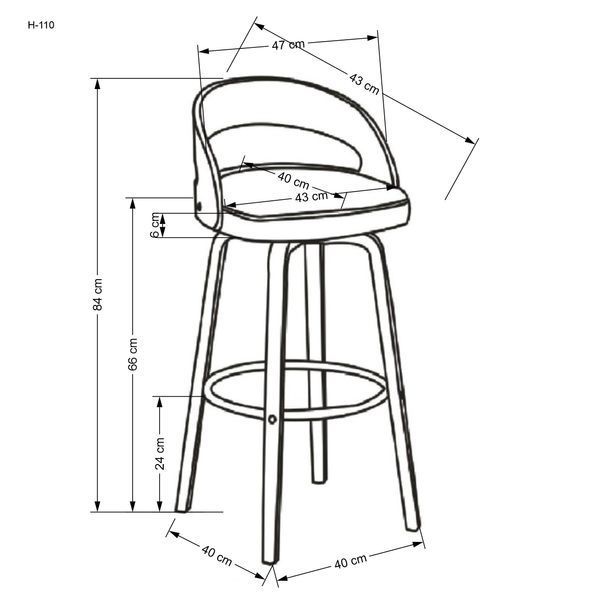 Scaun bar H110 metal/tesatura 41423 - foto