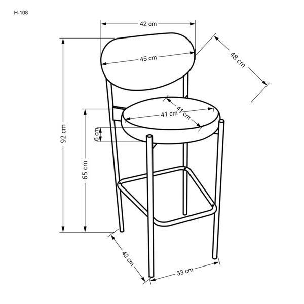 Scaun bar H108 metal/tesatura 41422 - foto
