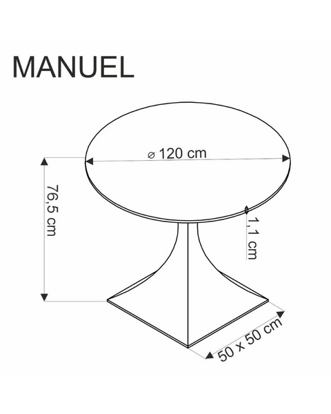 Masa Manuel metal/aglomerat 120*120 46483 - foto