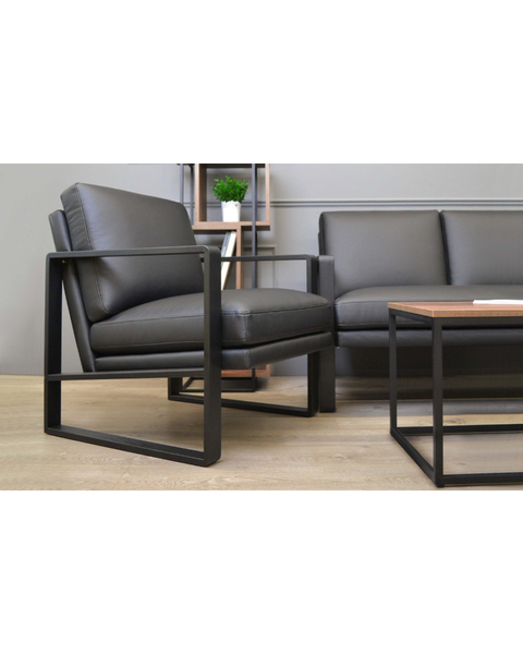 Fotoliu York metal/piele ecologică 49704 - foto