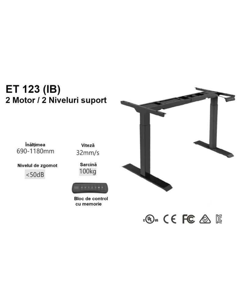 Masa cu suport electric ET123 (Alb)